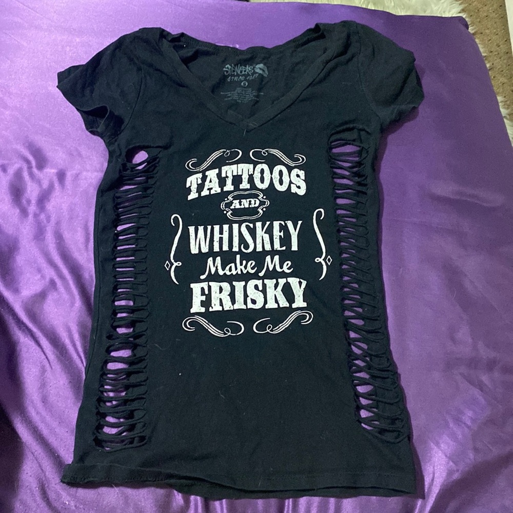 T shirt. From Spencer’s. Size small.